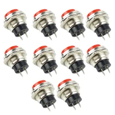 10Pcs Power Switch Round Red Guitar Kill Switch Push Button Start Button Switch