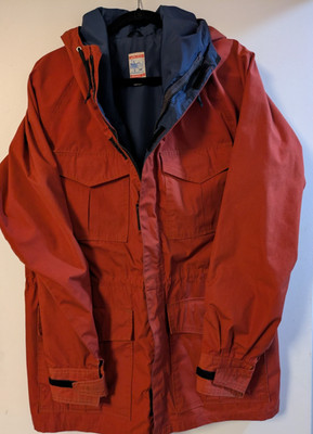 Vintage Frostline Jacket Men's Medium Orange Hooded Hiking Parka Full Zip