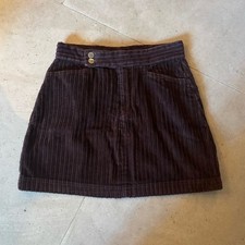 Vintage Corduroy Mini Skirt 26 Pockets 100 Cotton Wale Ribbed Route 66 Buttons