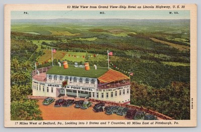 Vintage Linen Postcard Grand View Point Hotel Bedford PA 1930s