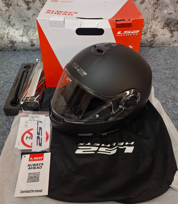 LS2 Strobe Motorcycle Helmet Solid Matte Black Size Small FF325