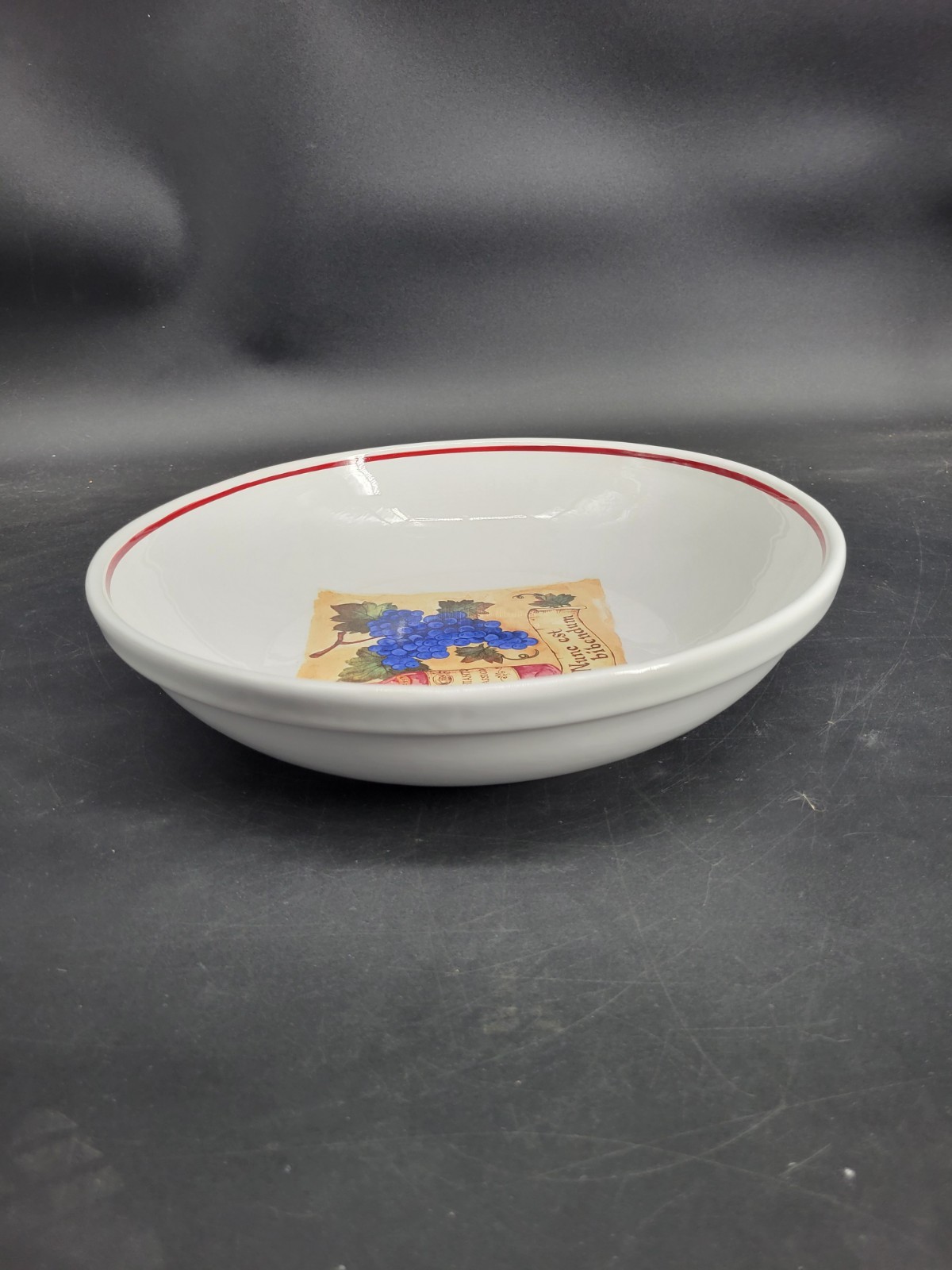 Vintage Large  Indoor Outfitter Over & Back 12.75” Ceramic Pasta Serving Bowl 