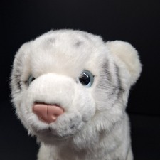 Toys R Us White Tiger Cub Plush Blue Eyes 14 x 8.5" Stuffed Animal Retired 2012