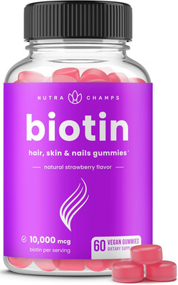 Biotin Gummies Skin Nails Vitamins for Women Men Kids Hair Health Supplement