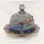Imperial Carnival Glass - Round Covered Butter Dish - Lustre Rose Iridescent