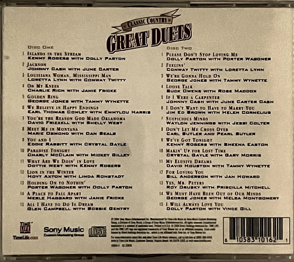 Classic Country Great Duets - Various Artist - 2004 - Sony Music Ent. - 2 disc Foto 2 de 4