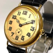 Technos Les Nostalgiques S000203 Small Seconds Quartz Watch 1920s Style Gold