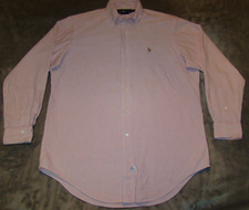 Polo Ralph Lauren Mens Size 15.5 33 Pink Striped Long Sleeve Button Shirt