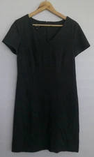 AB Studio Gray V-Neck Short Sleeve Career Sheath Dress Size 12