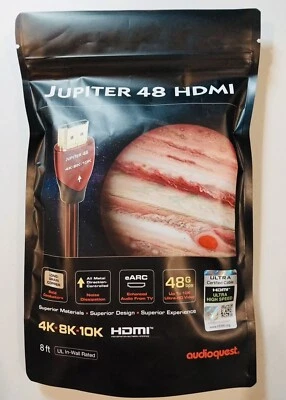 AudioQuest Jupiter 48g 8’ 4K-8K-10K HDMI Cable Ultra High Speed HD NEW/UNOPENED