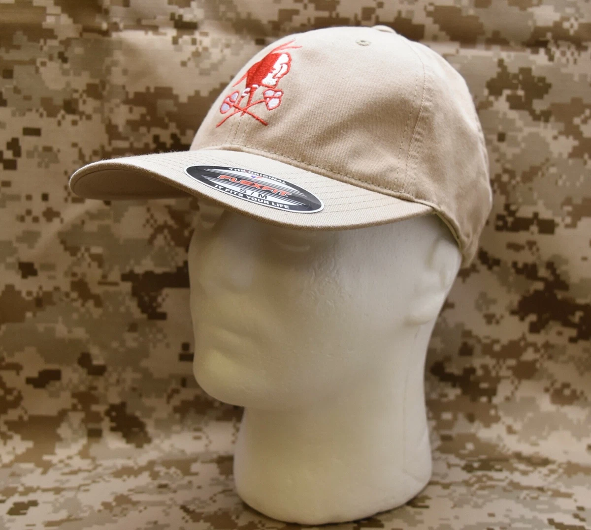 NSWDG Red Squadron Tan Flexfit Brand Baseball Cap S M DEVGRU Red
