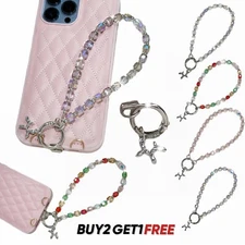 Universal Cell Phone Lanyard Wrist Strap Wristlet Beaded Keychain for Women Girl
