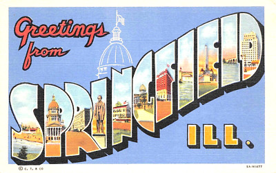 #H4281 SPRINGFIELD, IL LARGE LETTER LINEN POSTCARD, | eBay