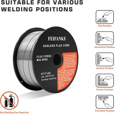 .030'' Flux Core Welding Wire -E71T-GS Gasless Mild Steel MIG 1 Pack 2 Pounds