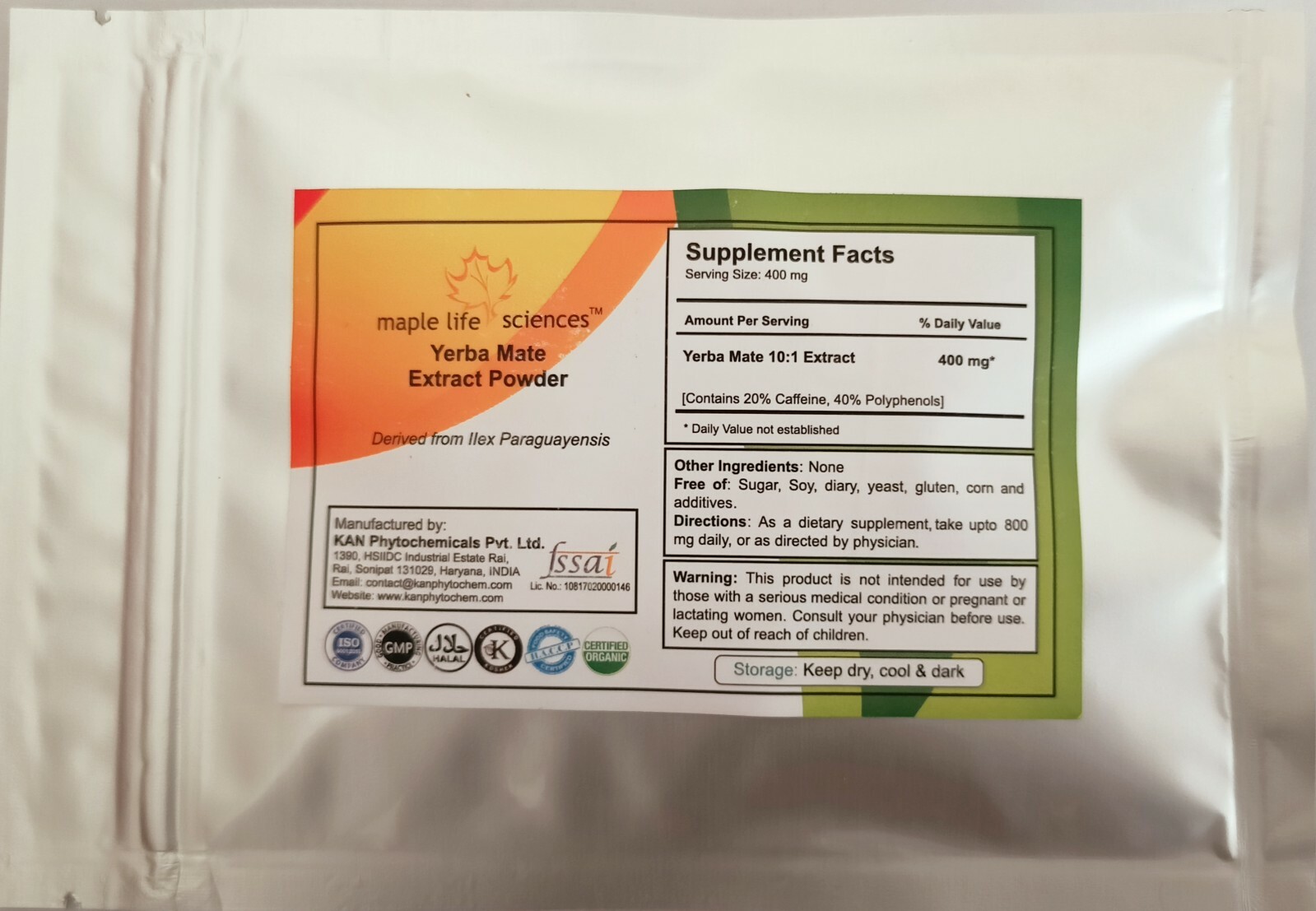 Yerba Mate 10:1 Extract Powder Pure & High Quality 