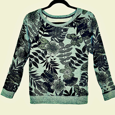 Current Elliot Sweatshirt Size 0/S 36'' Bust The Letterman Heather Jungle Print