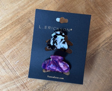 L. Erickson Mini Hair Jaw Claw Clip Set Black White, Purple Marble Set of 2