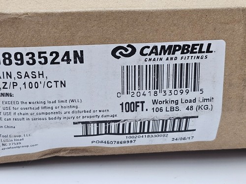 Catena per anta Campbell T0893524N 100FT #35 limite di carico funzionante 106LBS - Foto 6 di 7