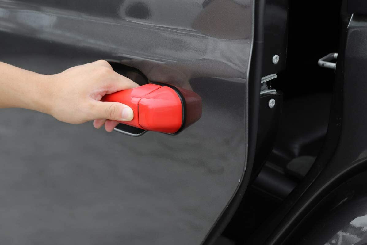 Exterior Door Handle Cover Grab Handle Trim Bezel for Jeep Wrangler JL JT 18+Red