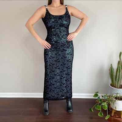 NWT Vintage Betsy & Adam Whimsy goth fitted full length form gown! Sz XS