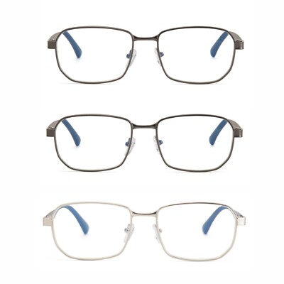 EYE ZOOM 3 Pack Unisex Metal Vintage Style Blue Light Blocking Reading Glasses