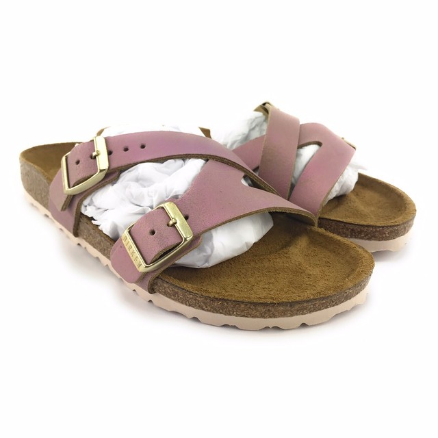 birkenstock washed metallic pink
