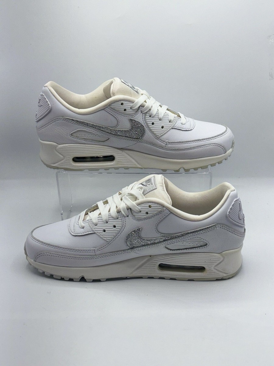 Size 11 - Nike Air Max 90 SE Silver Glitter Swoosh W for