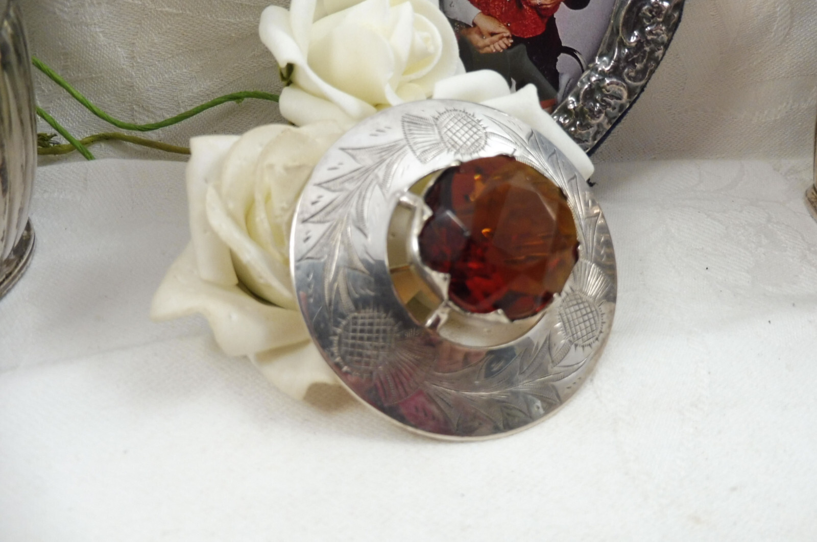 Large Antique Solid Silver Scottish Thistle Citri… - image 2