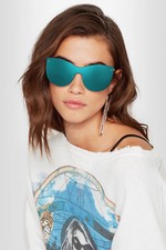 NEW - ILLESTEVA 'BOCA MASK' Blue/Gold-Tone C2 CAT-EYE MIRRORED SUNGLASSES