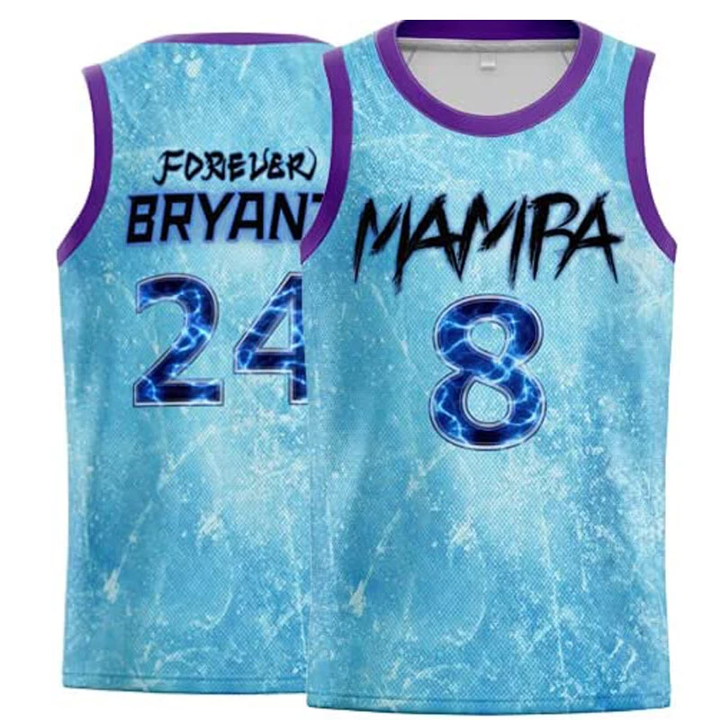 Design Mamba #8 Bryant #24 Basketball Jersey Forever Hip Hop Workout Party  Ice