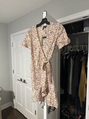 vero moda henna wrap frill mini dress