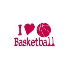 I Heart Love Basketball - Decal Sticker - Multiple Colors & Sizes - ebn3367