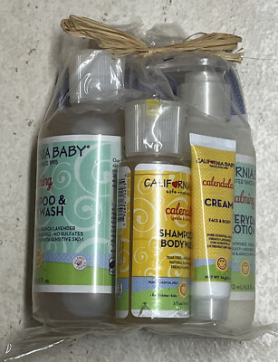 California Baby 4pc Set Calming Shampoo, Lotion, Shampoo & Body wash, Cream