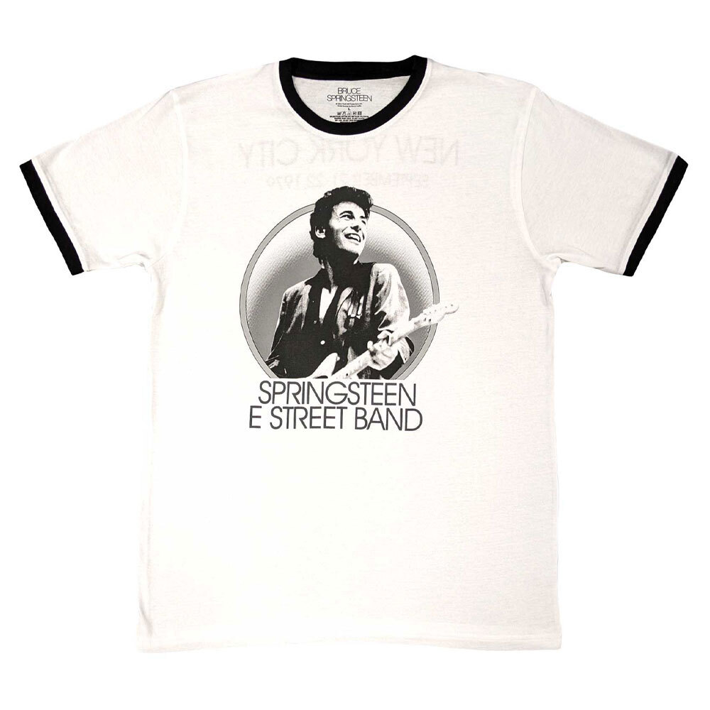 Bruce Springsteen Official NYC Logo Ringer T-Shirt Unisex White New Merchandise