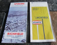 Vintage Travel Map Spokane Washington State Richfield Atlantic Company