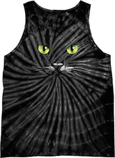 Mens Halloween Black Cat Tie Dye Tank Top