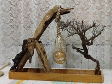 Lampada Artigianale Da Terra, lampada decorativa Vero Legno Fossile Lucidato 🍀