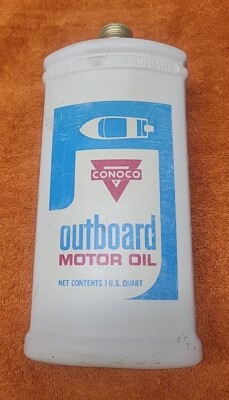 V Vintage Rare Conoco Outboard Motor Oil 1 Quart Plastic Container