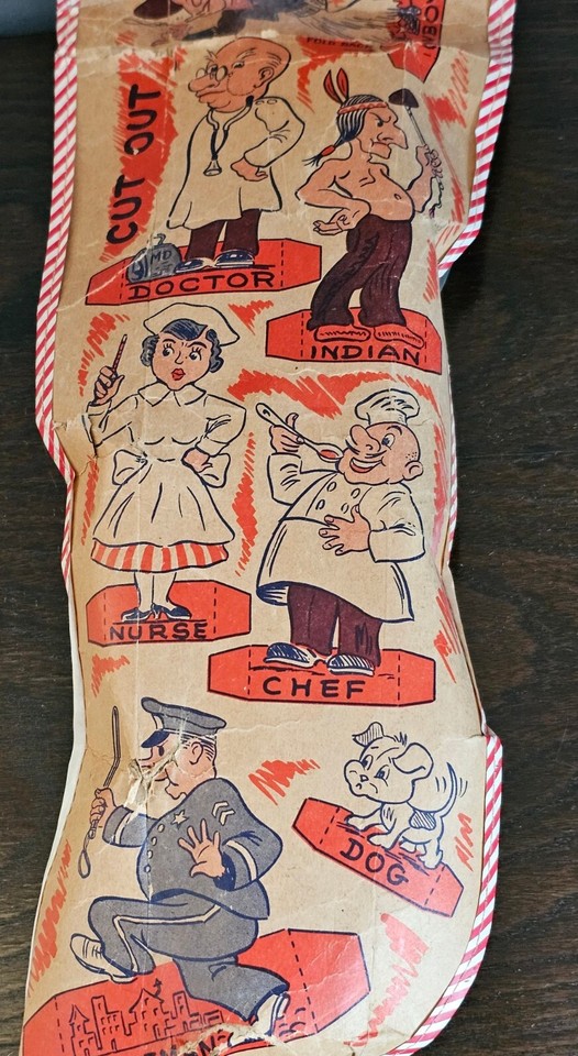 1950's Santa Stocking Filled Original Toys, Vintage, Unopened, Antique