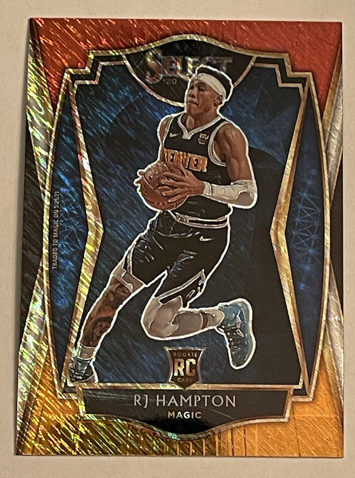 2020-21 Select RJ Hampton RC #195 Premier Level Red White Orange Shimmer Prizm