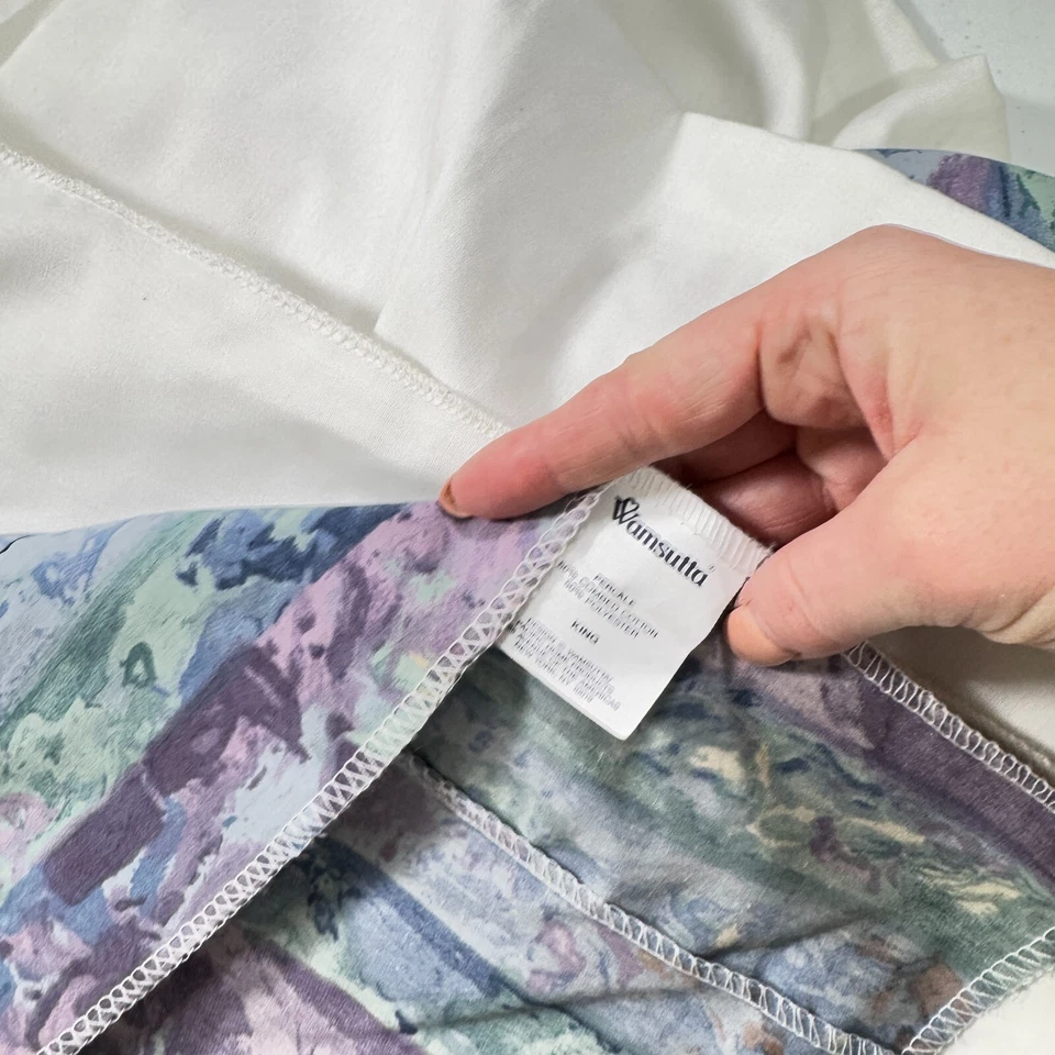vintage wamsutta bedskirt king purple green abstract blend y2k 90s 80s - Image 2 of 4