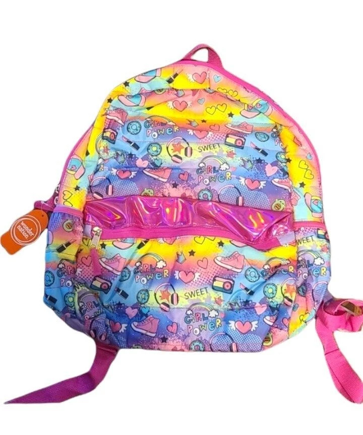 Rainbow heart 90s 80s backpack NEW NWT retro 90s 80s style school