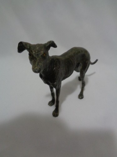 Perro de plomo galgo pintado de frío antiguo de Alemania - Imagen 11 de 11
