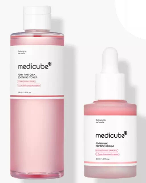 MEDICUBE PDRN Pink Cica Soothing Toner 250ml + Peptide Serum 30ml