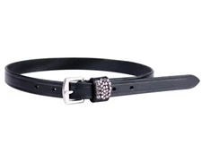 QHP Lupine Spur Straps - Black or Dark Brown with Crystal Keeper