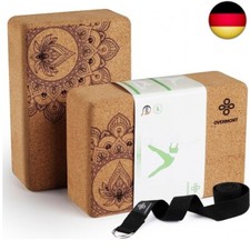 Overmont Yogablöcke Kork 2er Set mit Yoga Gu...