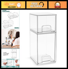 Clear Stackable Storage Drawers - 2 Pack, Organizers for Home  Office, 7.6'' 