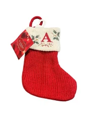 Kohl's St Nicholas Square Knitted Red Mini Stocking 6" Initial A