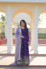 New Launching Star Georgette Purple Gown With Dupatta For Wedding Reception
