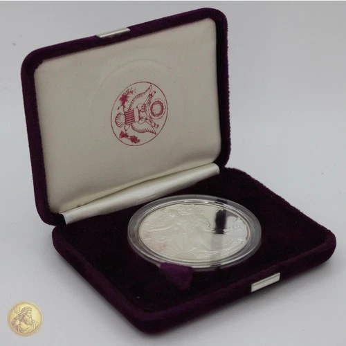 1987-S AMERICAN SILVER EAGLE PROOF DOLLAR Coin with Box and COA -E516